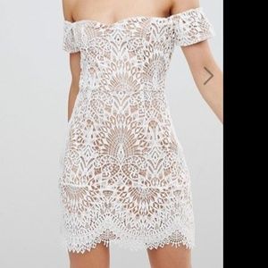 ASOS Boohoo Lace Overlay Bardot Dress
